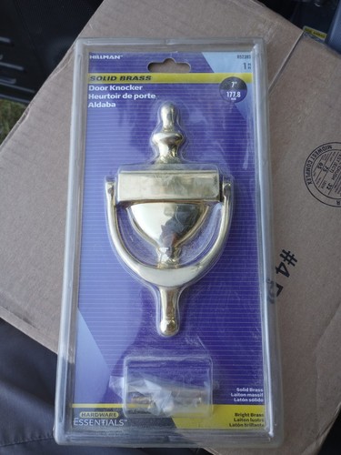 Hillman Hardware Solid Bright Brass 7" Door Knocker Model 852393 New Old Stock