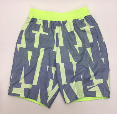 Nike Boys 7' Volley Swim Short, Yellow/Gray, Medium