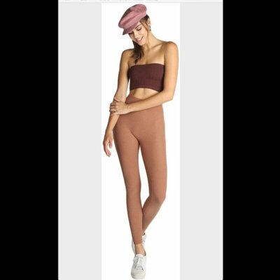 NEW High Waisted Brown Leggings with Sparkle Glitter Accents by Nikibiki