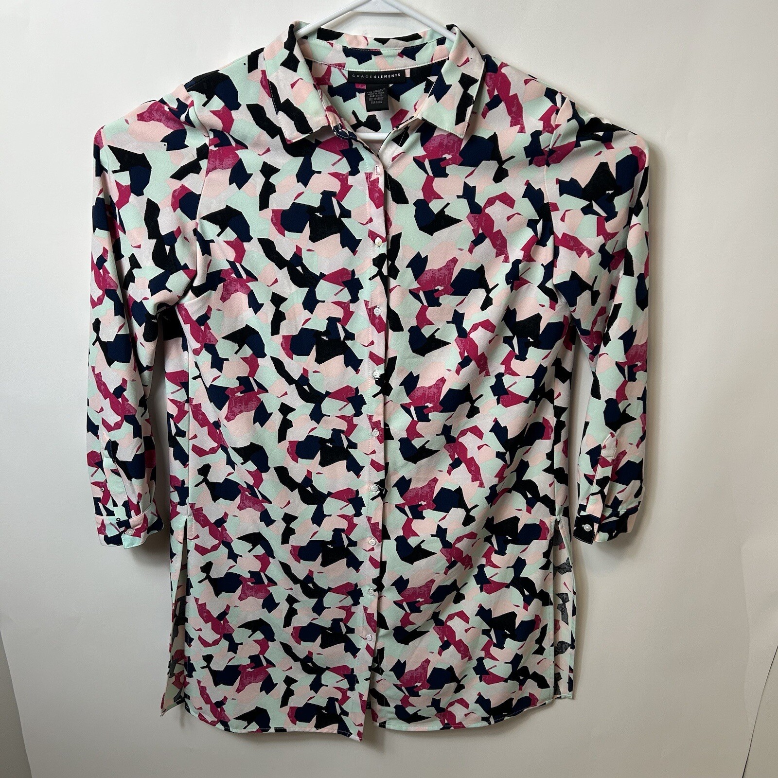 Grace Elements Women's Button Down Blouse Size La… - image 1