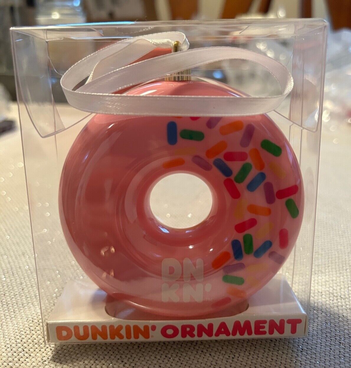 Dunkin Donuts Christmas Ornament 2019 - Pink Strawberry Frosted - New in Box