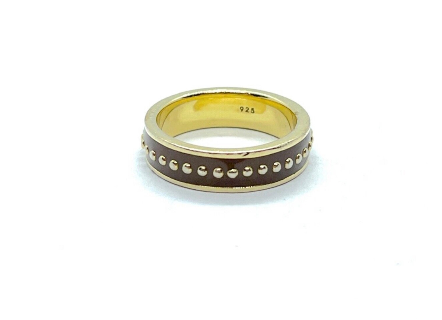 Ring Tan Stylish Gold on Sterling Silver Tan Enamel Ring - Siz… - Gem