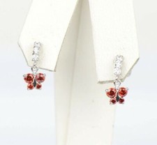 14K White Gold Birthstone Butterfly Dangle Earrings