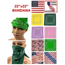 NEW Cotton PAISLEY PRINT Face Scarf BANDANA HANDKERCHIEF HEAD WRAP WRISTBAND 22"