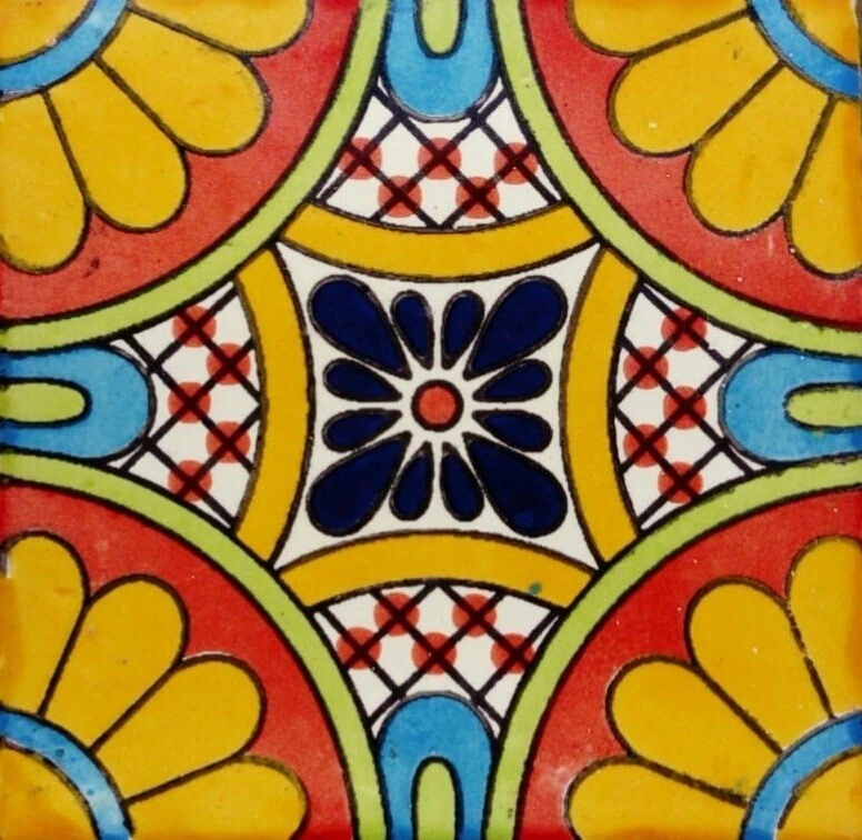C#094 MEXICAN TILES CERAMIC HAND MADE SPANISH INFLUENCE TALAVERA MOSAIC ART