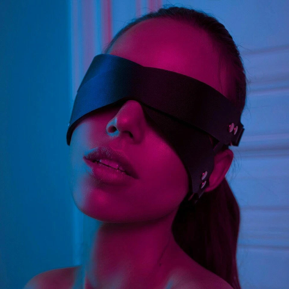 Women Blindfold PU Leather Punk Cosplay Eye Masks Valentine Day Eyemask Costume - Image 3 of 3