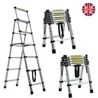 A-frame Folding Step Telescopic Ladder 4+5/5+6/6+7 Steps Multi-Purpose Aluminium