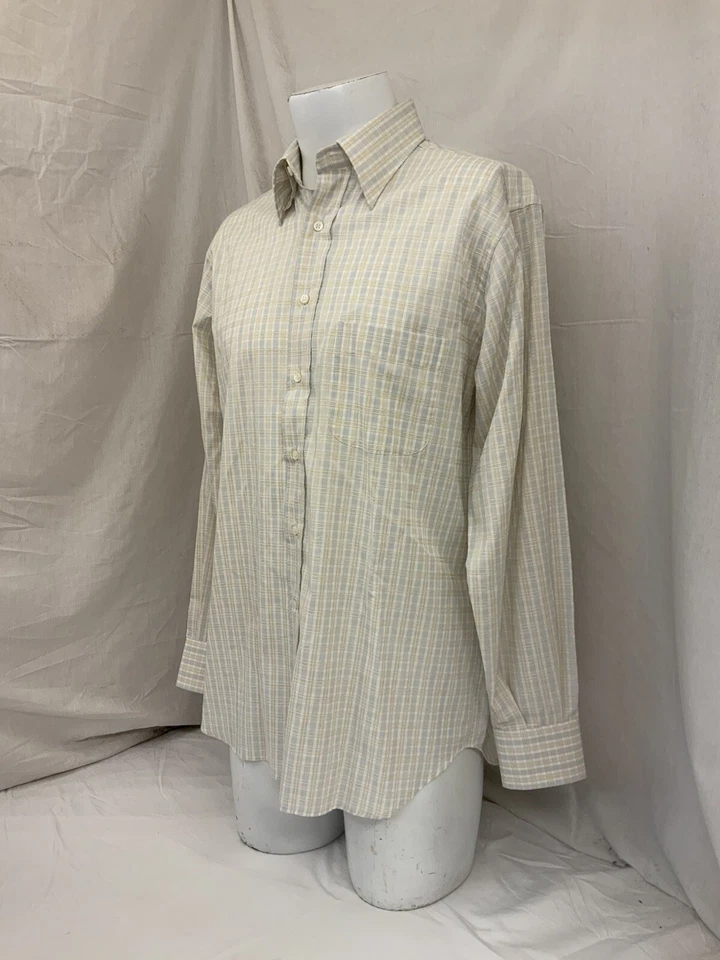 Camisa Ingram Botón M Gris Cuadros 100% Algodón Hecha en Italia Usada Una Vez YGI Q1-63 Foto 4 de 4