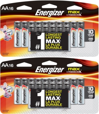 32 (2x16) Energizer Max AA E91 Alkaline + Powerseal 1.5V Batteries