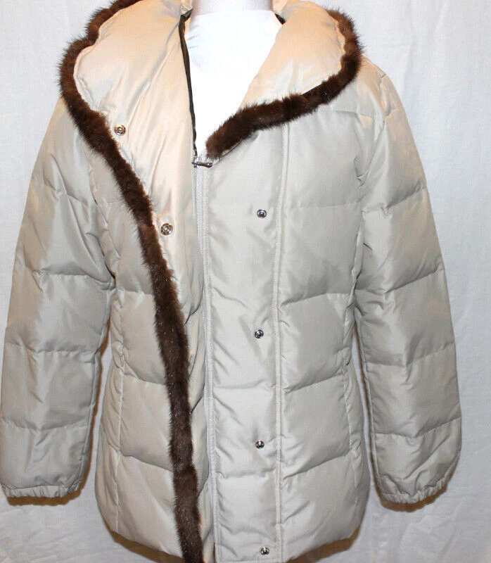Abrigo Chaqueta de Invierno Acolchado Relleno Beige Dana Buchman Mujer Mediano Foto 3 de 4