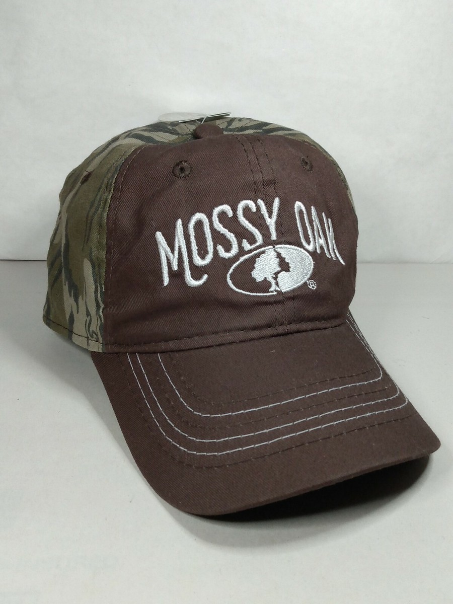Mossy Oak Baseball Ball Cap Hat Large Logo Camo Brown Strapback