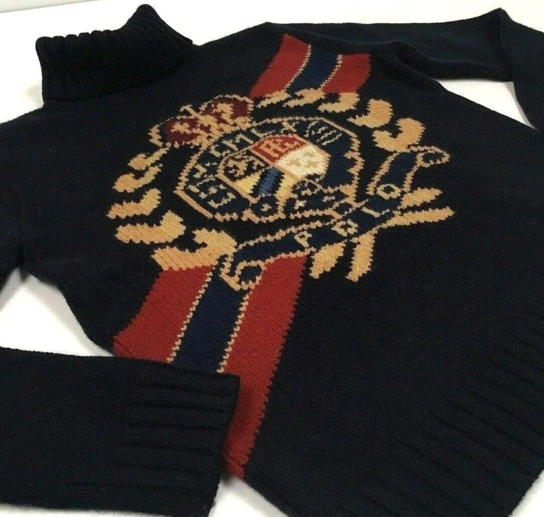 Polo Ralph VTG 100% Wool Crown Ski Turtleneck Knit Sweater Hi | eBay