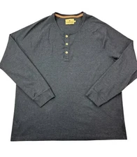 The Normal Brand Men's XXL 2XL Puremeso Henley Blue Chambray Long Sleeve Shirt