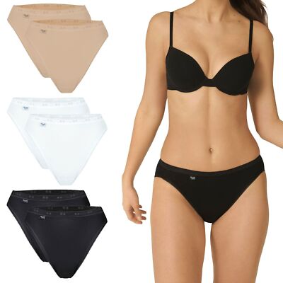 Sloggi Damen Basic+ Tai Taillenslip sanfte Baumwolle klassischer Slip 2er Pack