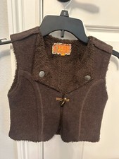 PAGLIE Girls Wool Blend Brown Vest Size 134/140 U.S. Size 10