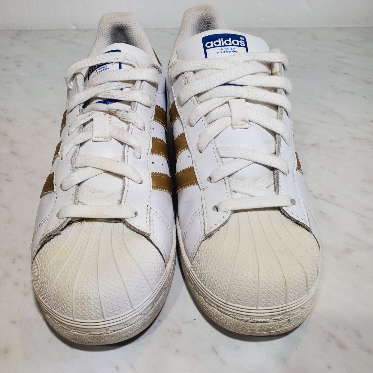 Adidas Superstar White Gold Stripe Clam Shell Toe Sneaker Shoes Women 6.5 US | eBay Adidas Superstar White Gold Stripe Clam Shell Toe Sneaker Shoes Women 6.5 US | eBay