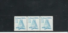 Scott  Coil # 2134 US Transportation Iceboat Strip of 3 Plate # 3 M/NH O/G