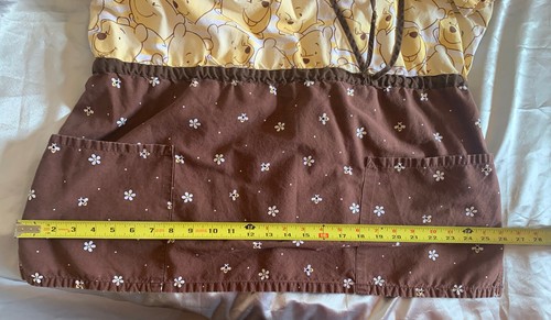 Rare Disney Winnie The Pooh scrub top Mock Wrap Color Block Yellow Brown Flowers - Picture 6 of 6