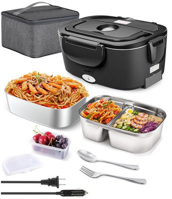 Electric Lunch Box 80W   Portable Food Heater with Dual Containers, Insulated Ba