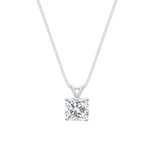 IGI F/VS 2 Ct Cushion Lab Created Grown Diamond Pendant Necklace 14K White Gold