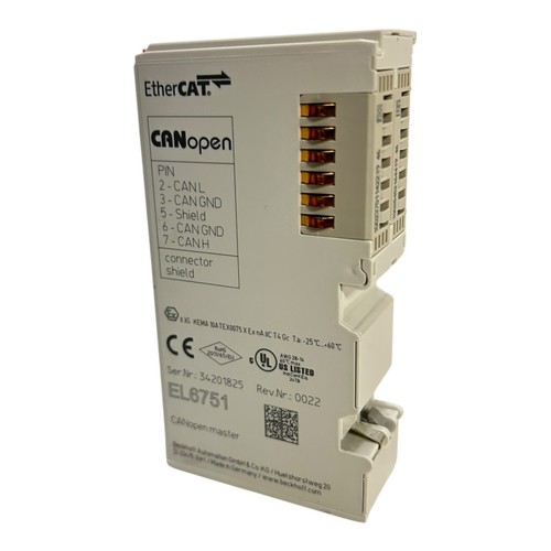 Beckhoff EtherCAT - Terminal Interface de communication à 1 canal CANopen EL6751 - Photo 3 sur 12