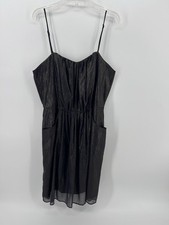 Walter Baker W118 Little Black Dress Black Bronze M Designer Chiffon Pocket Lbd