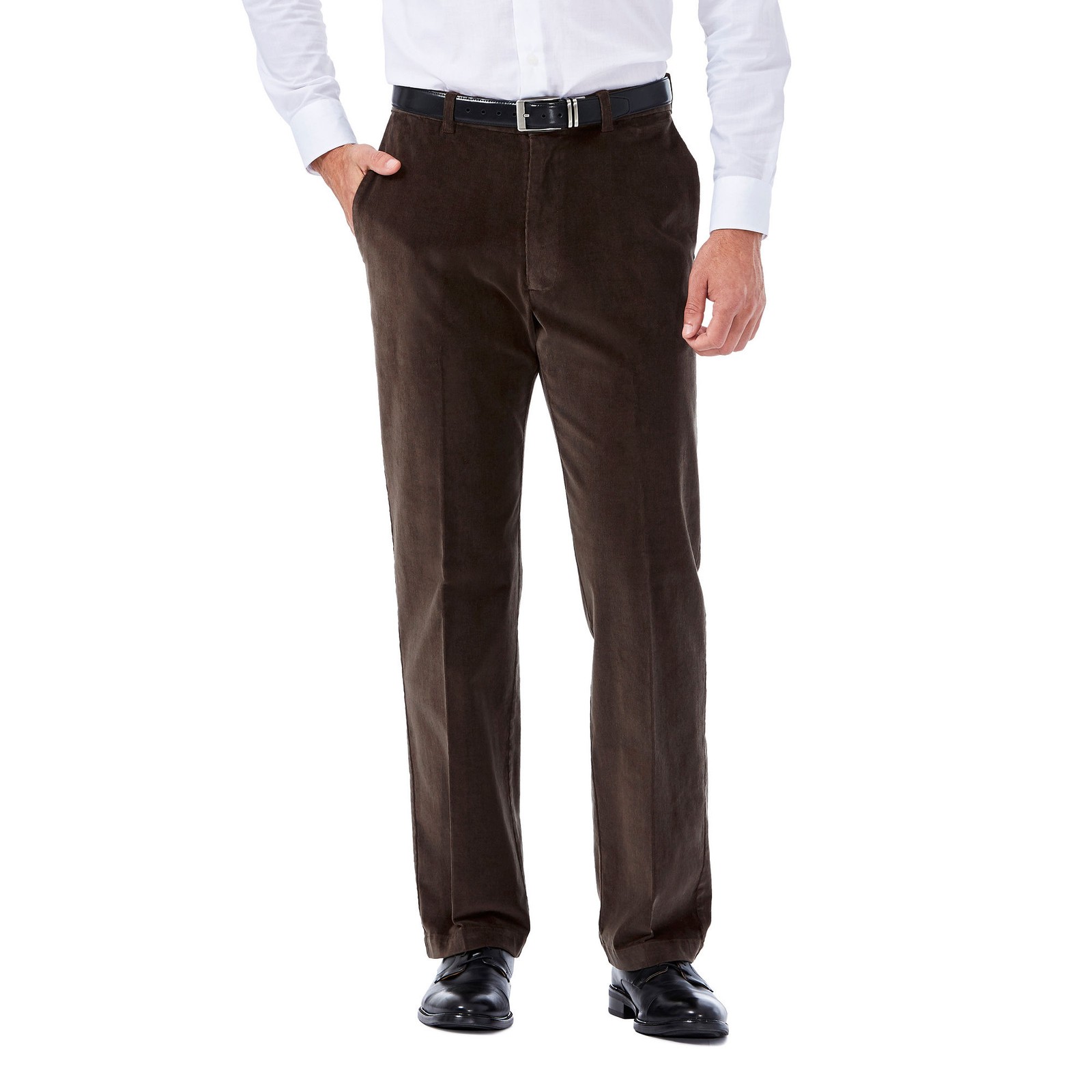 Повседневные вельветовые брюки классического покроя Haggar Mens 34/31 коричневого цвета с расширяющейся талией