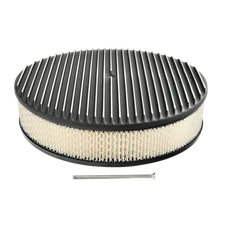 14 x 3 Inch Aluminum Fully Finned Round Air Cleaner Set Black