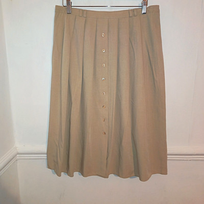 Design Essentials Damen Rock Beige Größe UK 12 Vintage Pull-On Grannycore Plissee