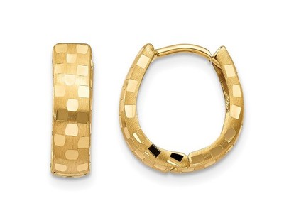 14K Gelbgold Diamantschliff 4mm gemustert Huggie Creolen