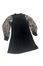 Black Dress With Floral  Embroidered Sleeves
