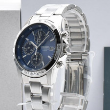   Exc 5  Seiko Spirit SBTQ071 Chronograph Blue Dial Quartz Watch From Japan JDM