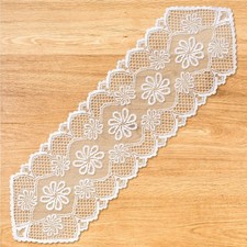 2 Pack Cotton Crochet Lace Rectangular Table Runner Doilies 45" x 13", White