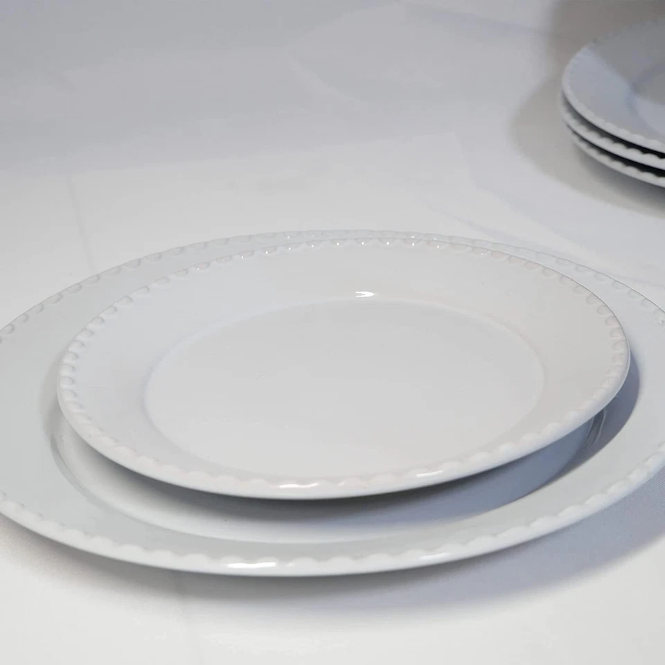 Conjunto de louça redonda casual com miçangas Hamilton – 12 peças de grés Dinner Party Co - Imagem 3 de 4