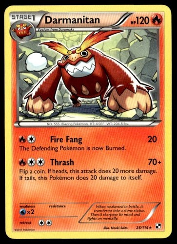 DARMANITAN 25/114 RARE BLACK & WHITE POKEMON MP
