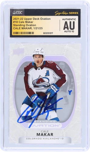 Cale Makar Avalanche Signed 2021-22 Upper Deck Ovation #18 # /500 CGC 10 Card