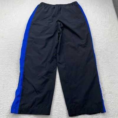 Nike Mens L Black Blue Nylon Athletic Track Pants Warm Up Training Gym