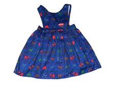 Vintage 90s Oshkosh B'Gosh Blue and Red Plaid Dress Size 24 Months Girl Rare