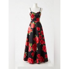 Darling Black Maxi Dress with Red Rose Print