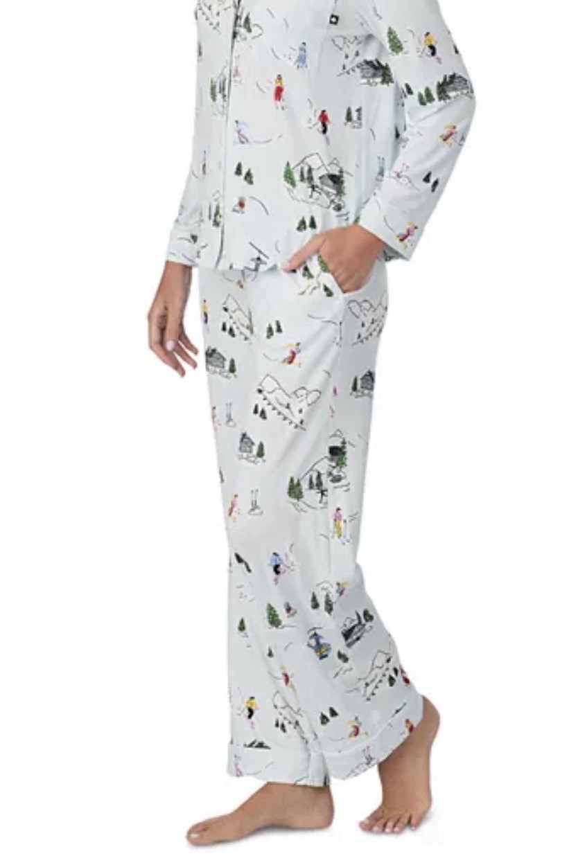 Kate Spade Pajamas Classic Long Sleeve Winter Village Ski Trip Print Pjs NWT thumbnail 4