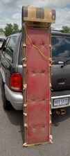 Vintage Paris Wood Wooden 82”~ Toboggan Snow Sled Rare w/Red Cushion