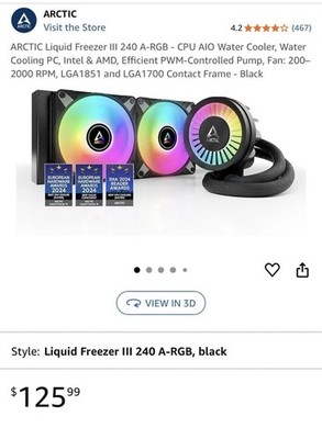 ARCTIC Liquid Freezer III 240 A-RGB black PC Water Cooler AIO Computer  CPU