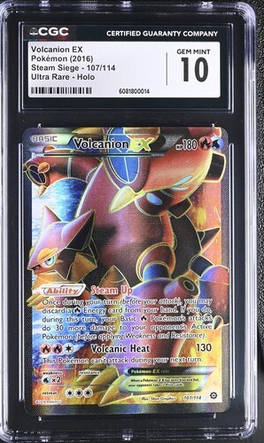 🌋🌋 CGC 10 VOLCANION EX 107/114 POKEMON XY 2016 STEAM SIEGE FULL ART
