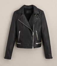 Image of ALLSAINTS Conroy Leather Biker Jacket - Black - Size UK 10 US 6 - RRP £380