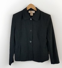 Jones New York Esstentials Women's Suit Blazer Size 8 Black 3 Buttons 100% Wool