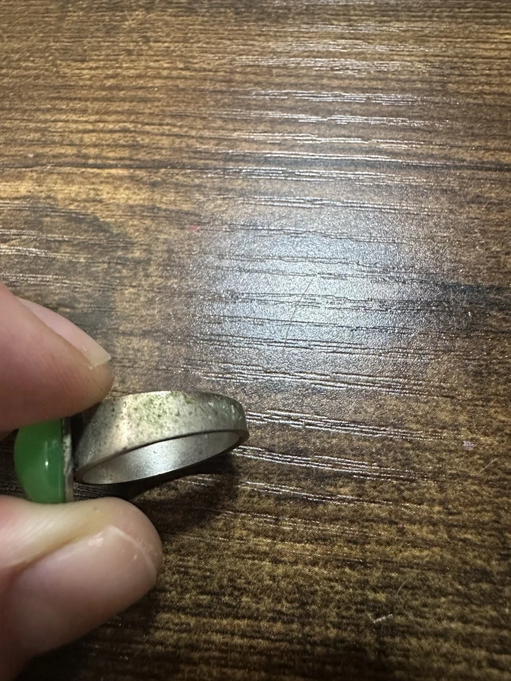 Anillo de piedras preciosas de ónix verde chapado en plata talla 7 desgaste menor envío gratuito Foto 3 de 4