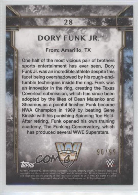 2017 Topps Legends of the WWE Silver /99 Dory Funk Jr #28 - Image 2 of 2