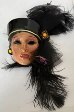 Vintage Porcelain/Ceramic Wall Mask by Clay Art of San Francisco