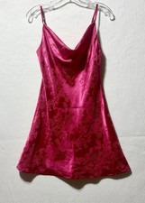 Forever 21 Slip Dress Womens M Fuchsia Pink Cowl Neck Adjust Straps Satin Mini