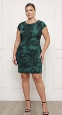 NY&Co Emerald Green L Dress Black Paisley Cap Sleeve Cocktail Party Wedding